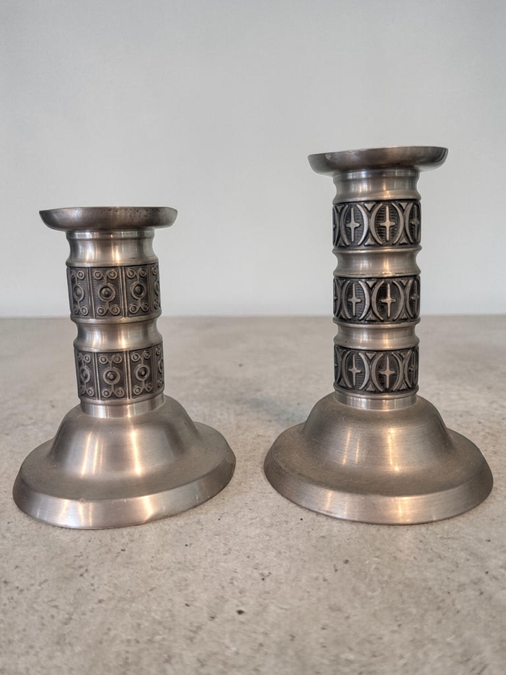 Vintage Haugrud Norway Pewter Candle Holders – Set of 2